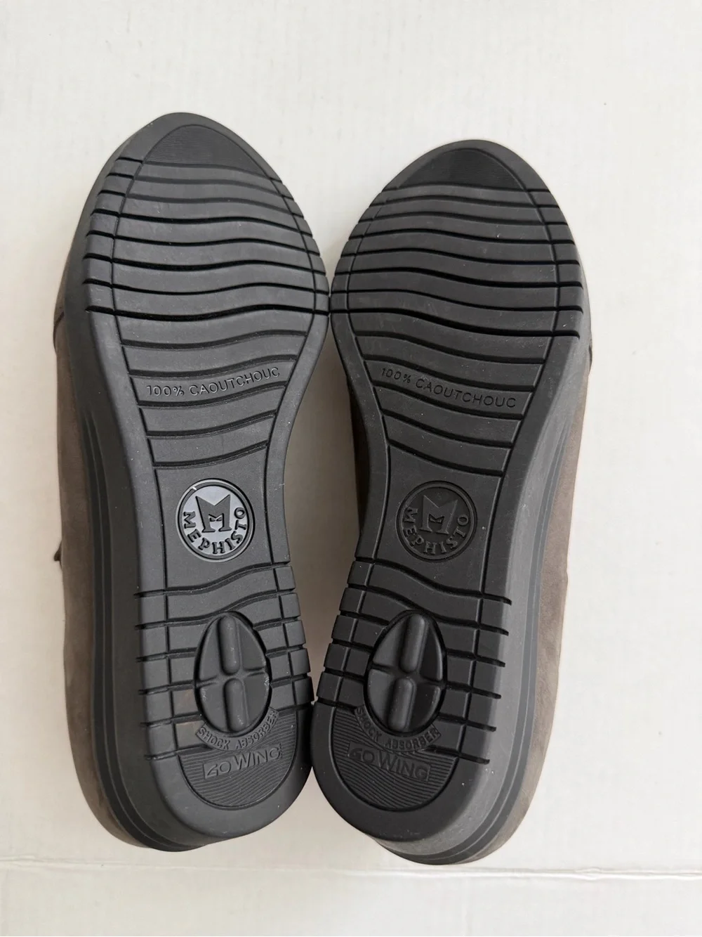 Mephisto Taupe Wedge Slip-On Loafers